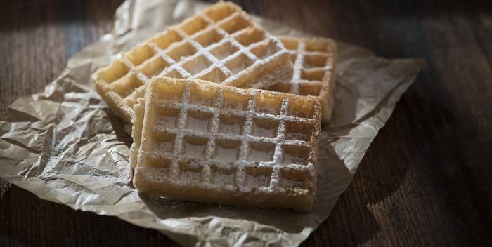 Brown baking paper with waffles